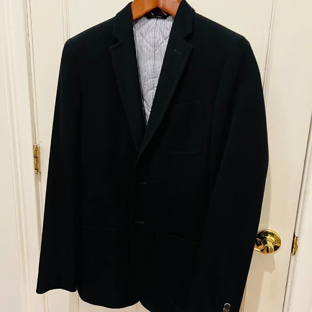 Banana Republic Sport Coat Mens 40 L Navy Blue Tailored Fit Wool Blazer